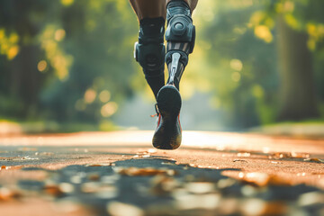 A person running with a prosthetic leg, showcasing the project's commitment to inclusivity.