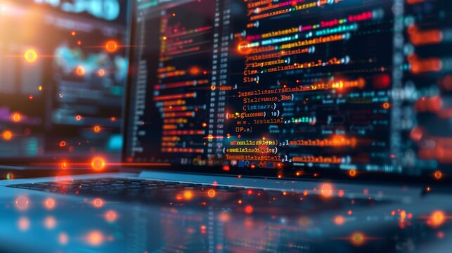 A close up of a computer monitor filled with lines of code, symbolizing software development and cyber security