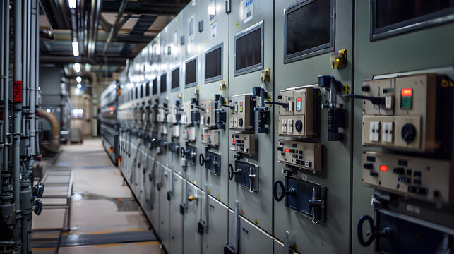 Industrial power plant low voltage switchgear panel for electrical distribution and control system in factory environment
