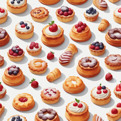 Pastry and Cake Cartoon Design Very Delicious