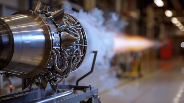 high-tech jet engine during a performance test, showcasing advanced engineering