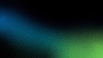 Dark green blue gradient background with green and blue lights on a black grainy texture background
