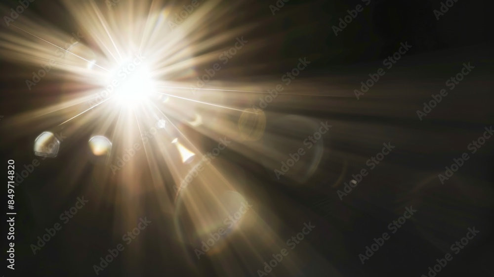 Wall mural a bright light shining on a dark background, lens flare effects for overlay designs - Wall murals