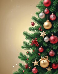 Fototapeta premium Christmas illustration with christmas tree