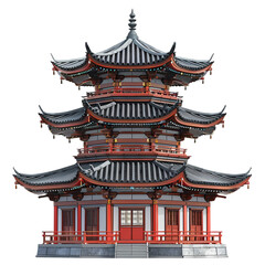 Fototapeta premium Traditional Chinese Pagoda with Red Accents