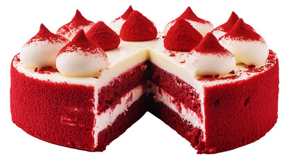 delicious red velvet cake with white chocolate topping