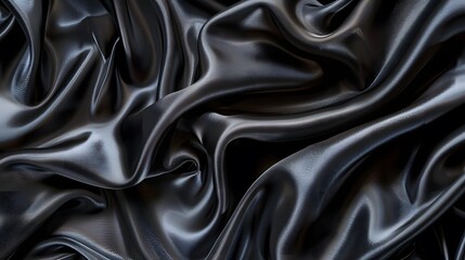 Fototapeta premium Black luxury fabric background with copy space. 