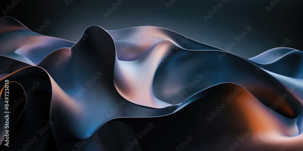 Poster a 3d rendering of a dark blue and orange abstract shape. aig51a.