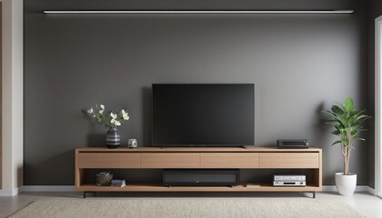 modern minimalistic living room with tv