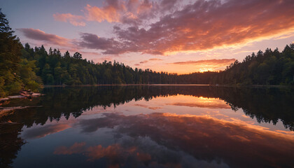 Fototapeta premium sunset over the lake