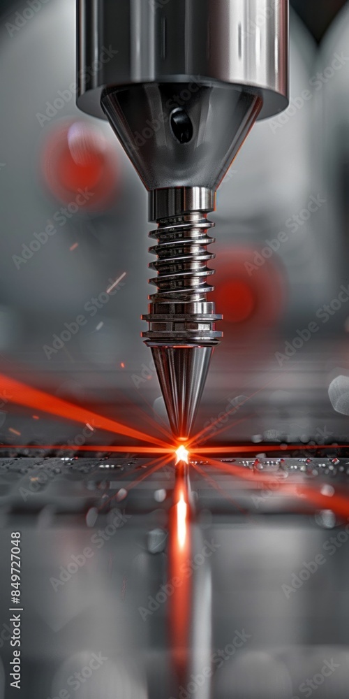 Poster close-up of laser cutting machine in action. generative ai