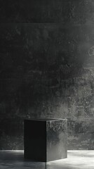 Abstract Black Geometric Shapes with Textured Surface. Generative ai