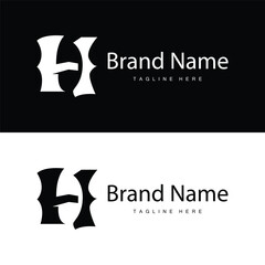 Letter H logo in simple style black alphabet H illustration template