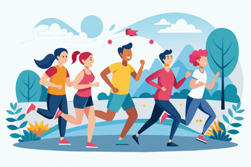 a group of people running in a park, charity run or walk event raising funds and awareness for a specific cause or nonprofit organization