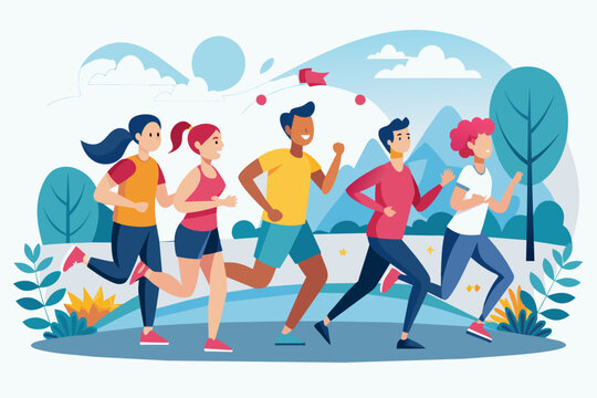 a group of people running in a park, charity run or walk event raising funds and awareness for a specific cause or nonprofit organization