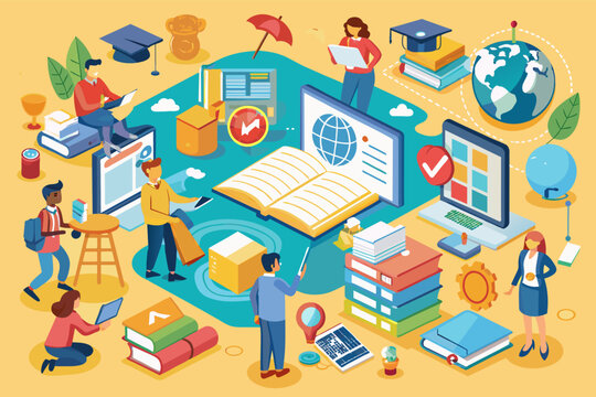 a tablet with a globe on it and people around it, comprehensive curriculum integrating real-world applications into classroom teaching