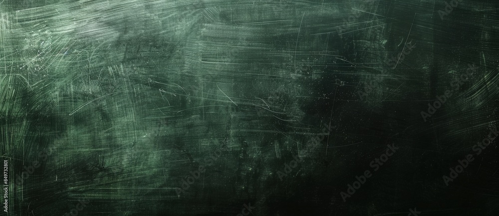 Poster blank chalkboard with the textured traces of chalk erasure creating an abstract design. the dark gre