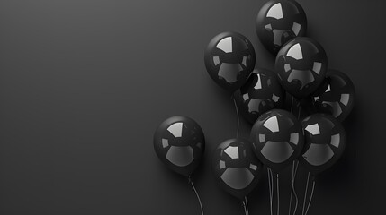 Obraz premium bunch of black balloons isolated on balck, black Friday concept. 