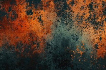 Obraz premium Abstract grunge background featuring a textured surface with a blend of orange and black paint, creating a distressed and vintage aesthetic
