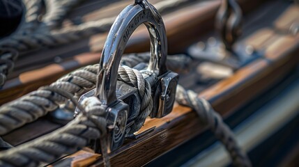 Sailing boat pulley with nautical rope : Generative AI