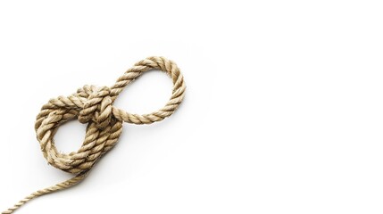 Coiled rope knot isolated over a white background : Generative AI