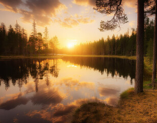 sunrise over the lake