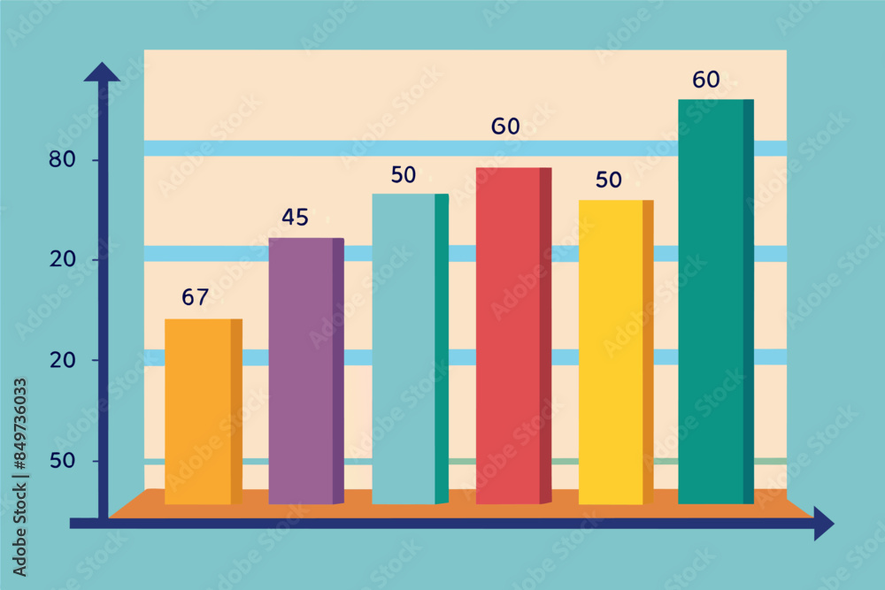 Poster a bar chart with a number of bars, bar graph to compare quantities or values across different catego