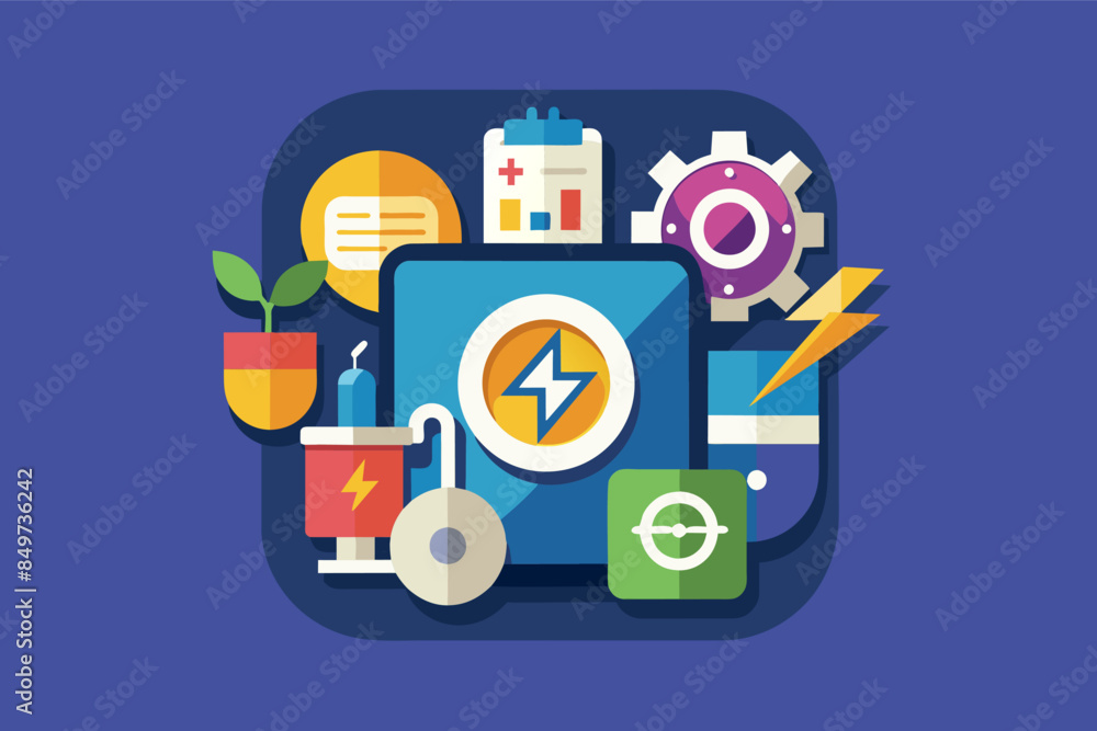 Aufkleber a phone with icons and a magnifying magnifying magnifying magnifying, icon for a utility app that signifies usefulness and practicality