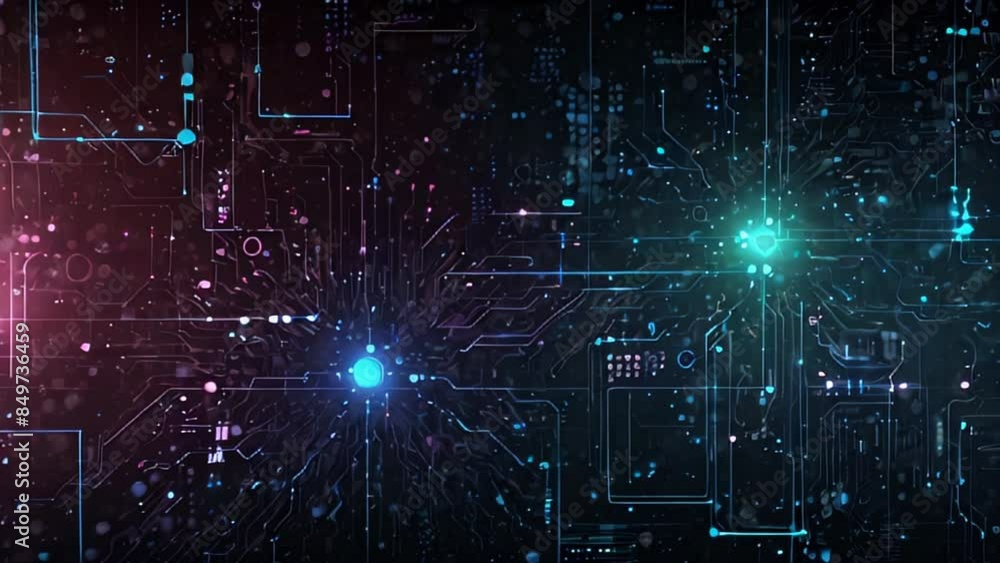 Poster digital cyberspace with particles and digital data network connections. high speed connection and da