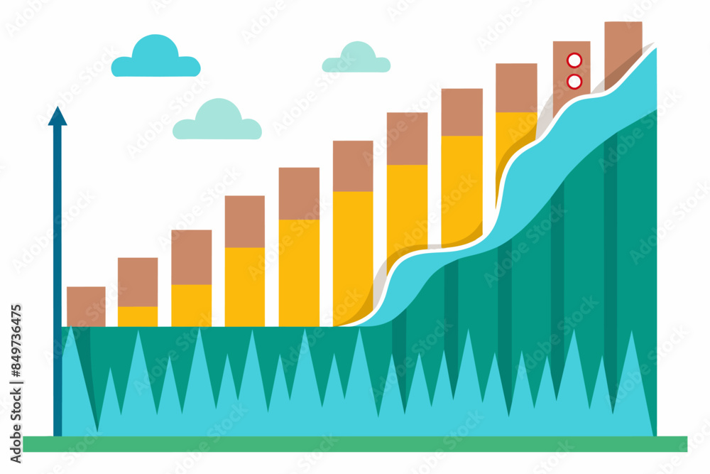 Poster a graph with a bar chart on it, waterfall chart to show cumulative effectsequentially introduced pos