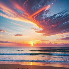 Fototapeta premium beautiful sunset sky at the beach