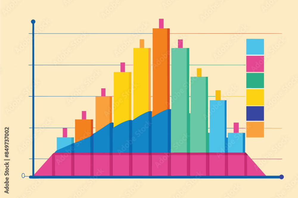 Poster a chart with a bar chart on it, histogram to illustrate the distributionnumerical data