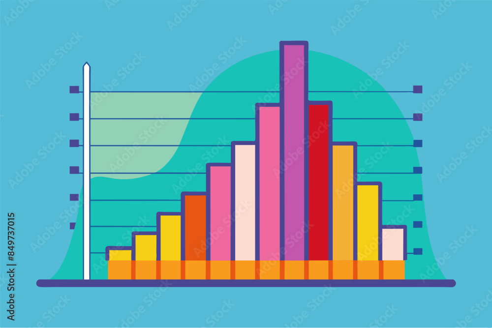 Poster a chart with a bar chart on it, histogram to illustrate the distributionnumerical data