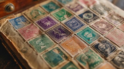 Used stamps mail of different countries on the book, collecting stamps page