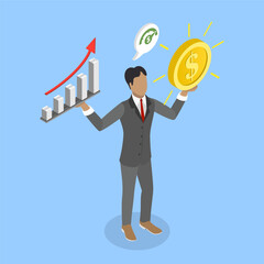 3D Isometric Flat Vector Illustration of Value and Price Balance, Value Stock Vs Growth Stock