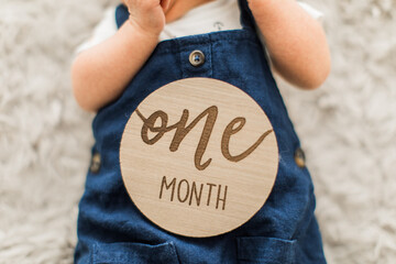 One Month Old Baby Boy Milestone Card