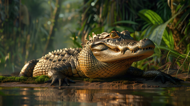 Ca&iuml;man Majestueux dans la For&ecirc;t Amazonienne