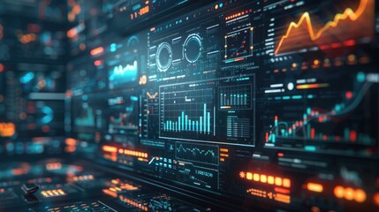 Fototapeta premium Futuristic Digital Interface with Data Visualization