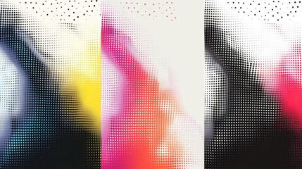 A contemporary digital art piece featuring a halftone pattern with a blend of vibrant colors