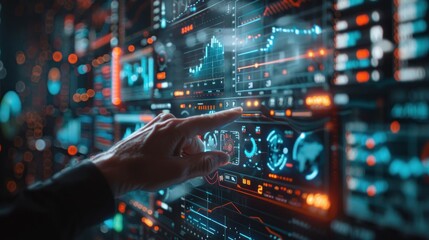 Hand Interacting with Futuristic Interface