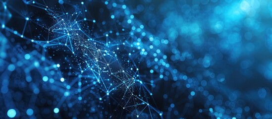 Abstract Blue Network with Glowing Points
