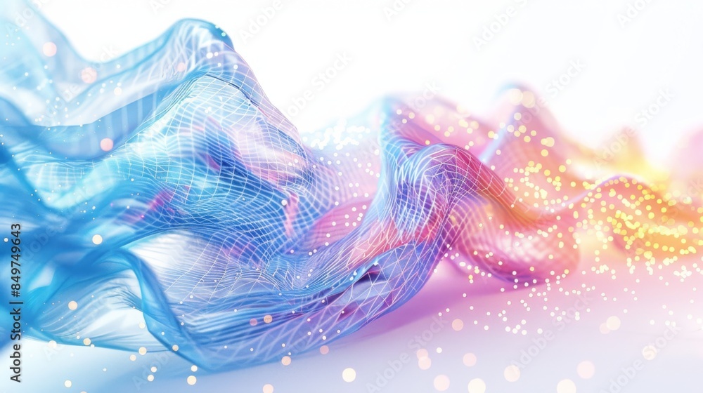 Wall mural an artistic interpretation of digital data flow, with a fluid, wave-like texture and a palette of pa