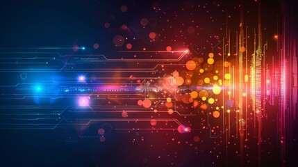 An abstract digital backdrop with glowing lines and dots simulating a high-tech environment