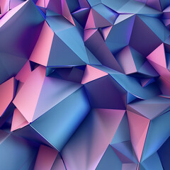 Triangle Pattern. 3d Geometric Pattern In Blue, Pink, Purple Colors