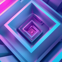 Square Labyrinth. 3d Geometric Background In Cosmic Colors