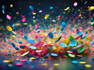 Vibrant Confetti Explosion: Dynamic Colors Create an Artistic Celebration Scene Bursting with Energy and Festive Joy