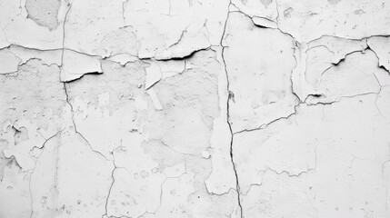 Obraz premium Close-up of a white wall showcasing an intricate network of cracks, embodying decay and the passage of time