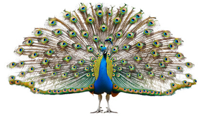 Indian peafowl peacock isolated on a transparent background, PNG, Ai