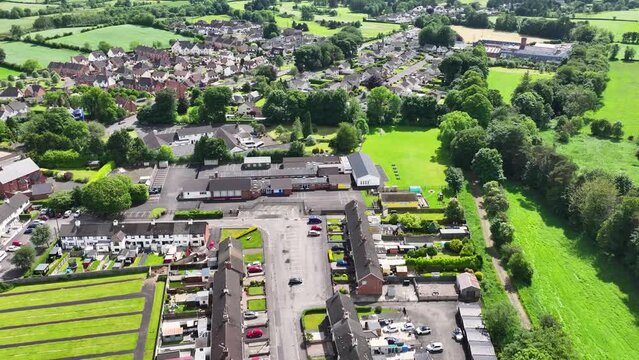 Aerial view of Broughshane Primary School Knockan Rd Riverside walk Broughshane Ballymena County Antrim Northern Ireland