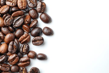 Naklejka premium Vibrant Assortment of Roasted Coffee Beans on a White Background